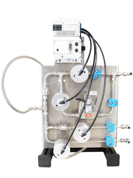 Gas panel for supplying a reactor with H2 reactive gas, ...